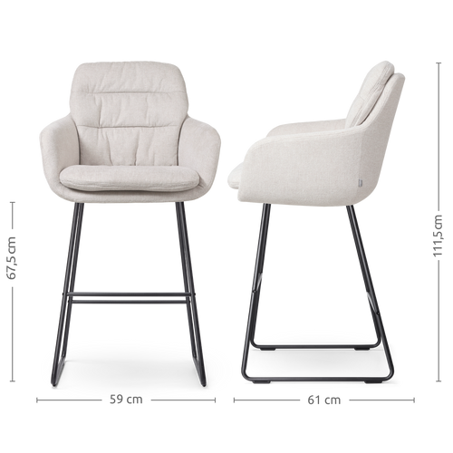 Nolon Nino-Mia Barkrukken Set van 2 - Beige - Zwart - 65 cm