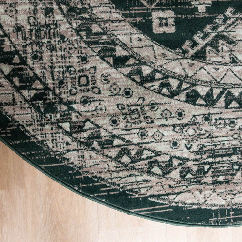 Interieur05 vintage vloerkleed Aila - groen -  Ø 120 cm
