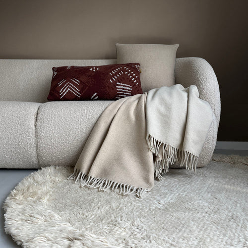 Malagoon kussen - beige dubbelzijdig - 50x50cm gerecycled wol