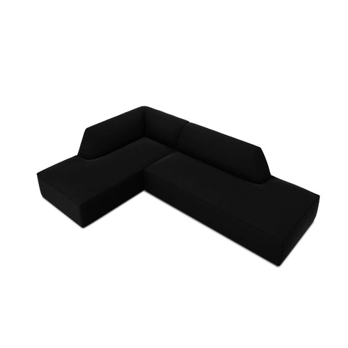 Cosmopolitan Design - Modulaire hoekbank links Siena 4-zits, flueel zwart - 180x273x69cm
