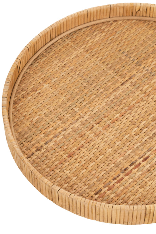 J-Line plateau Rond Rottan - dienblad - jute - naturel - 2 stuks - vtwonen shop