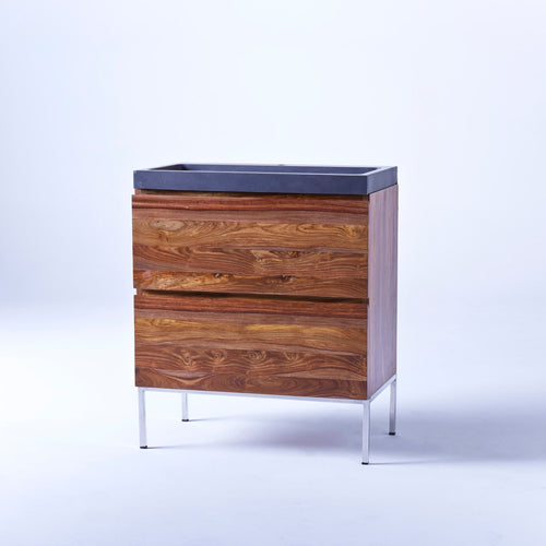 Tikamoon Badkamermeubel van massief palissander en lavasteen 80 cm - Donkerbruin - vtwonen shop