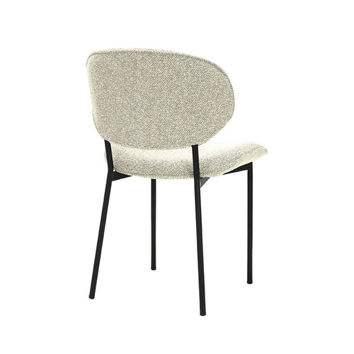 LABEL51 Eetkamerstoel Senn - Naturel/Zwart Bouclé - Set van 2