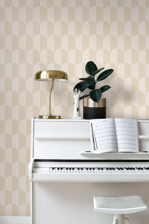 ESTAhome behang art deco bogen beige en zandkleurig - 53 cm x 10.05 m - 139985