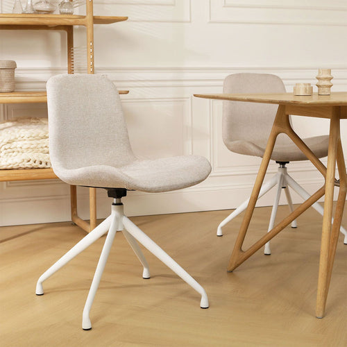 Nolon Nola-Fé Eetkamerstoel Beige - Draaibaar Wit Onderstel - vtwonen shop