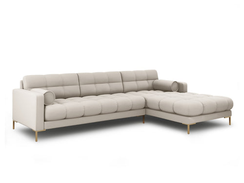 Cosmopolitan Design rechter hoekbank Bali 5-zits, structurele stof, beige - 185x293x75cm