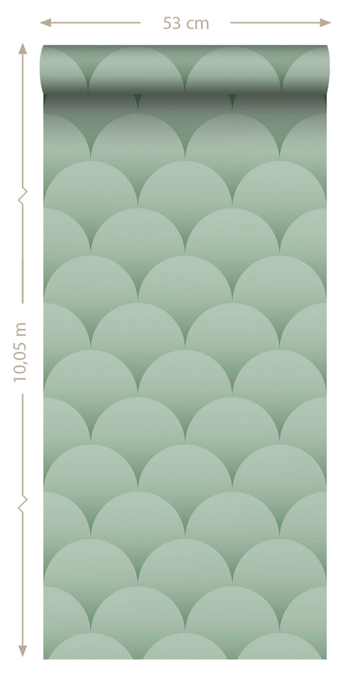 ESTAhome behang art deco motief vergrijsd groen - 50 x 900 cm - 139466