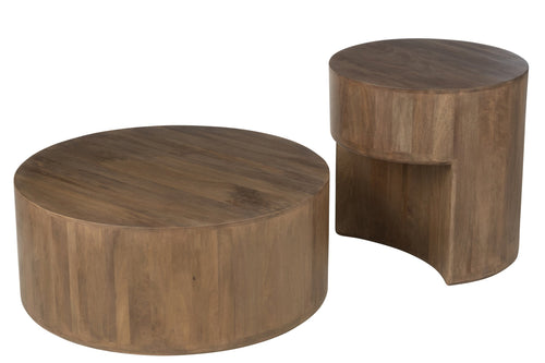 J-Line bijzettafel toge - hout - bruin - 2 stuks
