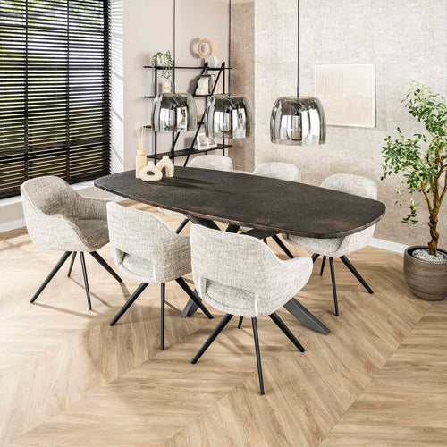 Giga Meubel Eettafel Metallic - Grijs Staal - 215x105x77cm
