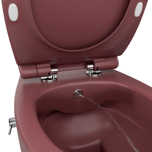 Isvea Wc Toilet Badkamer Hangend Bidet Bordeaux Rood Inclusief Softclose Toiletbril - vtwonen shop