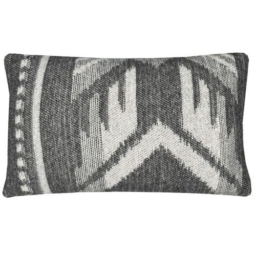 Malagoon kussen Mochica ornament - anthraciet - 35x60cm