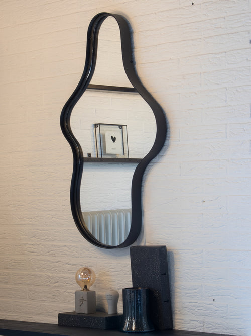 Giga Meubel Spiegel Dory - Organisch - Zwart - 90cm