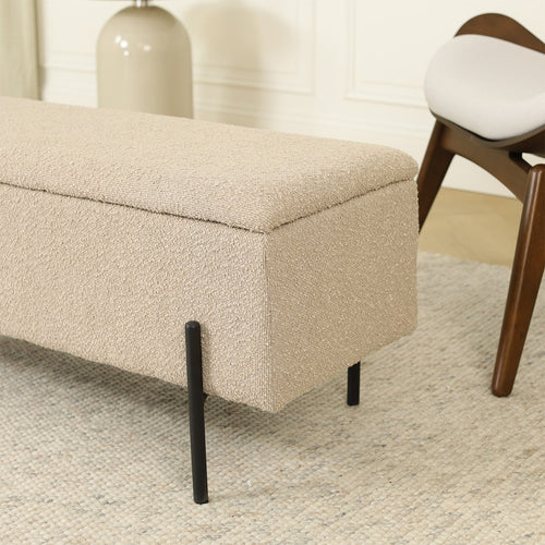 Nolon Jente bankje met opbergruimte bouclé beige