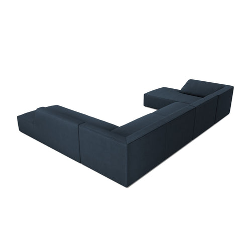 Cosmopolitan Design - Panoramische hoekbank rechts Siena 7-zits, structurele stof marineblauw - 273x366x69cm