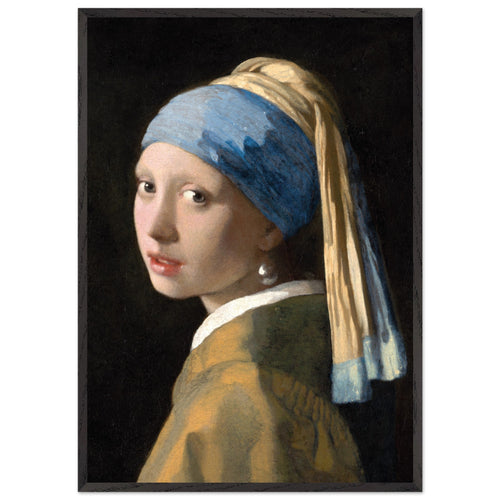 Artfulprints Poster met Lijst Johannes Vermeer - Meisje met de parel   - 70x100 cm - Meerkleurig