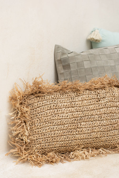 J-Line kussen Vierkant - leder - groen - vtwonen shop