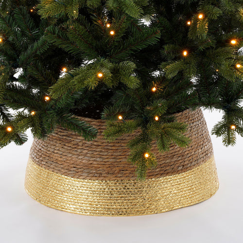 Mica Decorations Kerstboomrok Ø50 x H26 cm - Kerstboom Rok Zeegras - Kerstboommand Goud