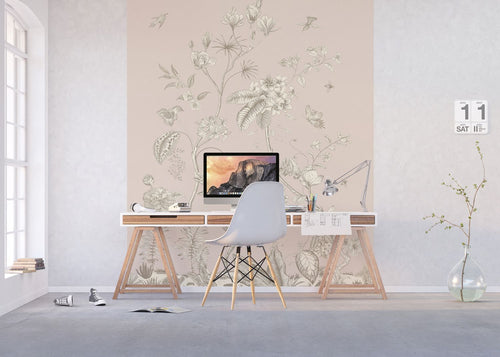 Sanders & Sanders fotobehang bloemmotief beige - 270 x 225 cm - 601200