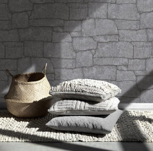 Erismann behang steen zwart - 53 cm x 10.05 m - 661452 - vtwonen shop