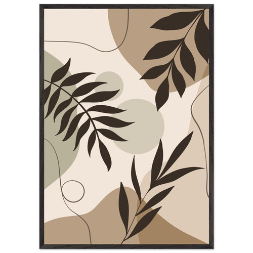 Artfulprints Poster met Lijst Boho – Shaped leaves   - 70x100 cm - Meerkleurig