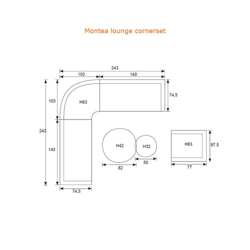 Montea lounge hoekset -5-dlg - carbon black - valley sand - vtwonen shop