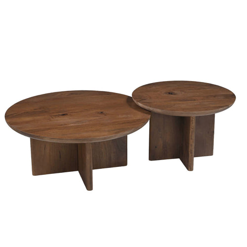 DÉJA Living Salontafel Helsinki - Rond Donkerbruin Hout - 60x60x39cm