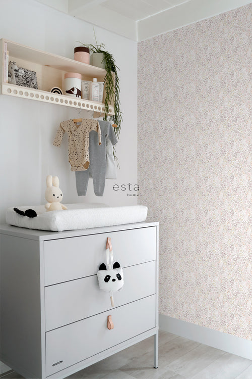 ESTAhome behang bloemetjes lila roze - 53 cm x 10.05 m - 139531