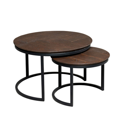 Starfurn Salontafel Otik - Rond Bruin Hout - Set van 2