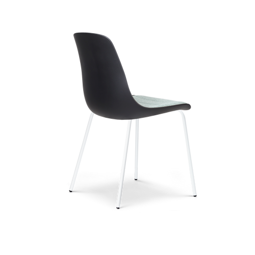 Nolon Nora-Liv Eetkamerstoel Zwart - Zacht Groen Kussen - Witte Poten - vtwonen shop