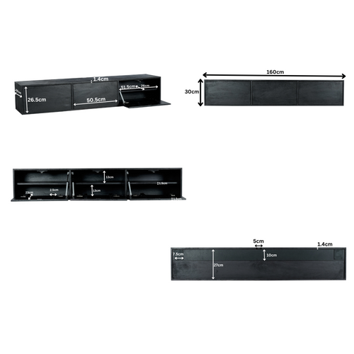 Starfurn  tv meubel Vision - zwart - 30x160x35cm - vtwonen shop