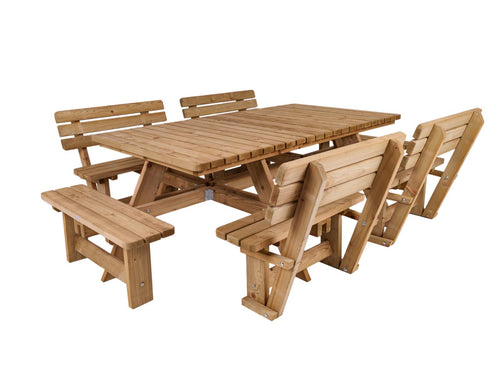 MaximaVida luxe houten picknicktafel Tallinn 300 cm met 4 rugleuningen - vtwonen shop