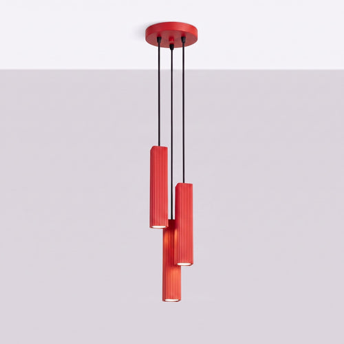 Sollux Lighting Hanglamp RAYO 3P rood - 20x20x108cm
