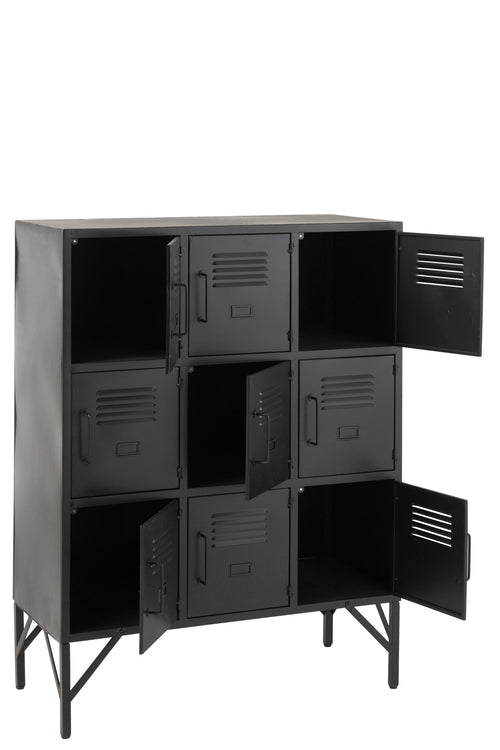 J-Line kast - 9 deuren - metaal - zwart
