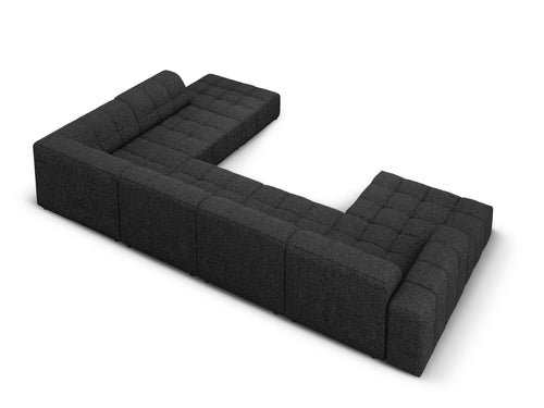 Cosmopolitan Design Panoramische hoekbank rechts Chicago 7-zits, chenille zwart - 263x375x78cm