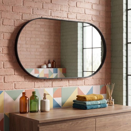 Spinder Design SENNE Badkamerspiegel arena zwart 80x40