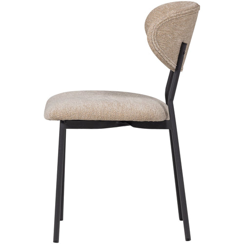 WOOOD eetkamerstoelen Kjeld - Chenille - Naturel - Set van 2