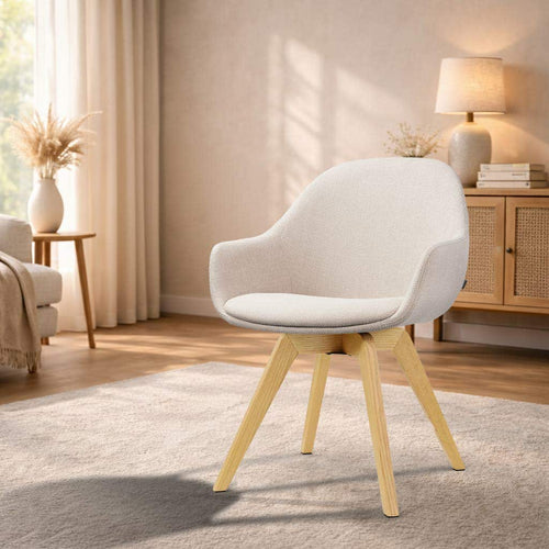 Nolon Noor-Mae draaibare eetkamerstoel beige - houten onderstel