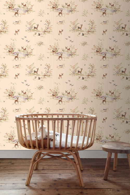 ESTAhome behang hertjes warm beige - 50 x 900 cm - 131430 - vtwonen shop