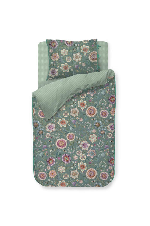 Pip Studio dekbedovertrek Viva Las Flores - 140x200/220 cm - groen - vtwonen shop