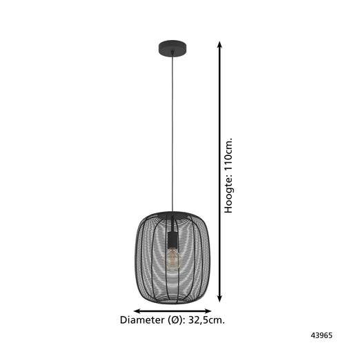 EGLO hanglamp Derwen - e27 - Ø 32.5 cm - metaal - zwart