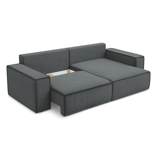 LaMiaSofa hoekbank rechts Livorno - textuurstof - grijs - 257x148x82