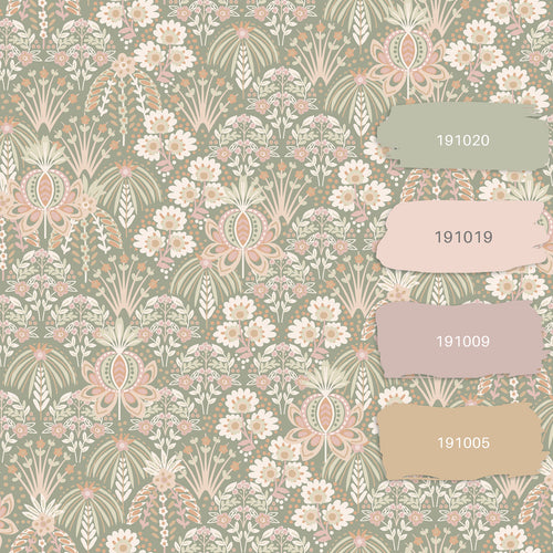 ESTAhome behang vintage bloemen in art nouveau stijl licht vergrijsd groen - 50 x 900 cm - 130969 - vtwonen shop