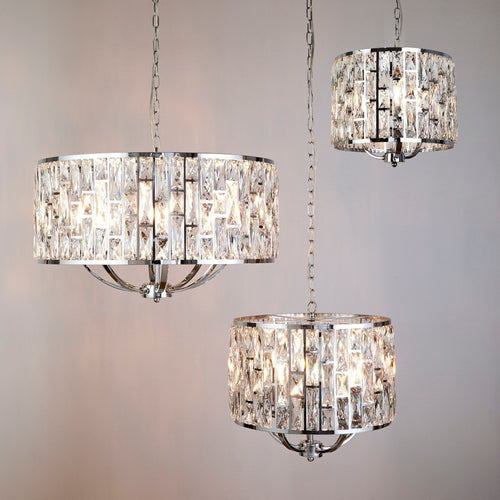 Searchlight BIJOU - 5-lichts chromen plafondlamp met kristalglas