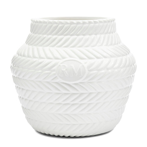 Rivièra Maison RM Paloma Braided Vase - Porselein - Wit - vtwonen shop