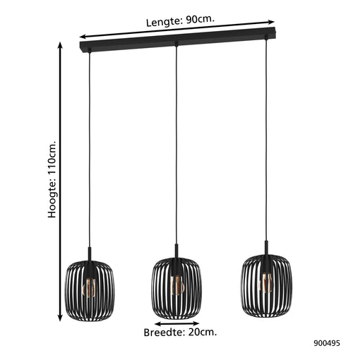 EGLO hanglamp Romazzina - e27 - 90 cm - zwart - vtwonen shop