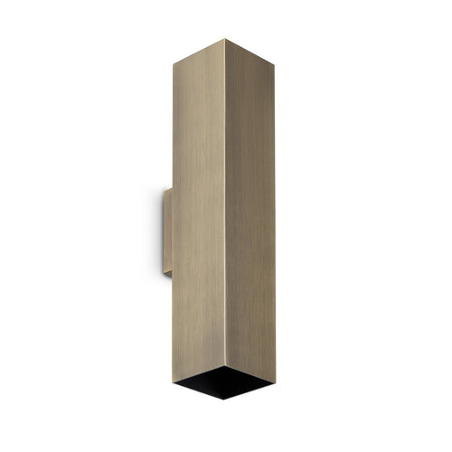 Ideal Lux LOOK 30 cm vierkante wandlamp met op- en neerwaartse beweging, gepolijst messing, 2x GU10 fitting