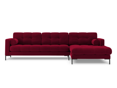 Cosmopolitan Design rechter hoekbank Bali 5-zits, flueel, rood - 185x293x75cm