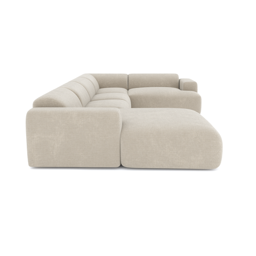 Sia Home - Grote panoramische U-bank MYRA - Fluweel met structuur - Beige - 354cm - vtwonen shop