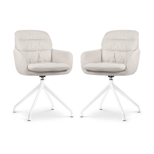 Nolon Nola-Mia Draaibare Eetkamerstoelen Beige - Wit - set van 2