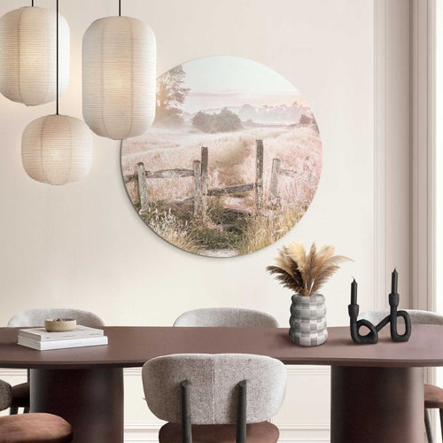 Reinders Ochtenddauw in de weide glasschilderij -  beige - kantoor - Ø 70cm